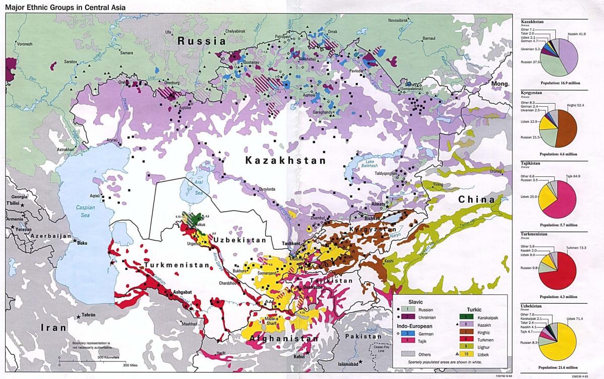 kaart van Kazachstan bevolking