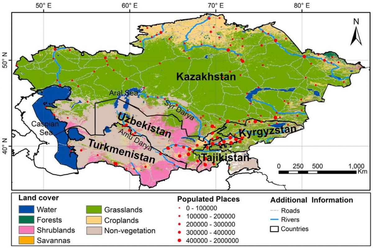 kaart van Kazachstan klimaat