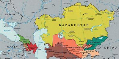 Kaart van Kazachstan omringende landen