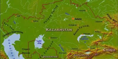 Kaart van Kazachstan fysieke