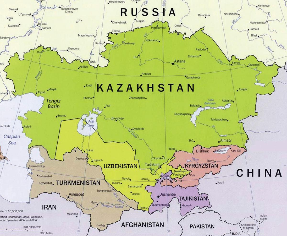 kaart van Kazachstan tengiz